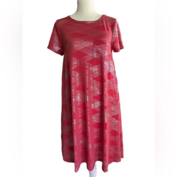 LulaRoe Carly Elegant Collection Swing Dress Red & Gold Sz XXS - Picture 1 of 8